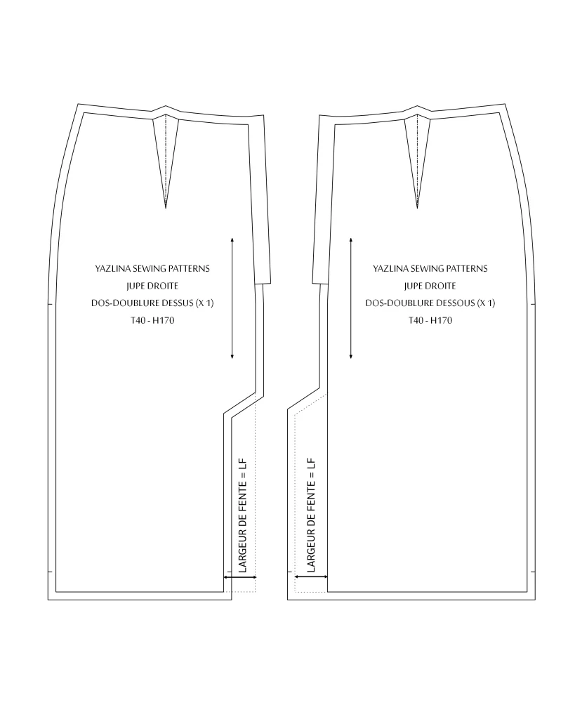 Patron pièces doublure fente tailleur doublée