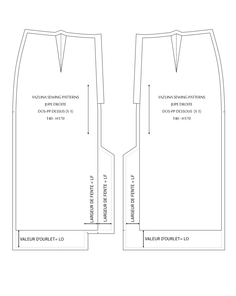 Patron pièces principales dos fente tailleur doublée